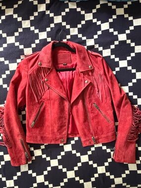 Blank NYC Suede Leather Fringe Moto Jacket